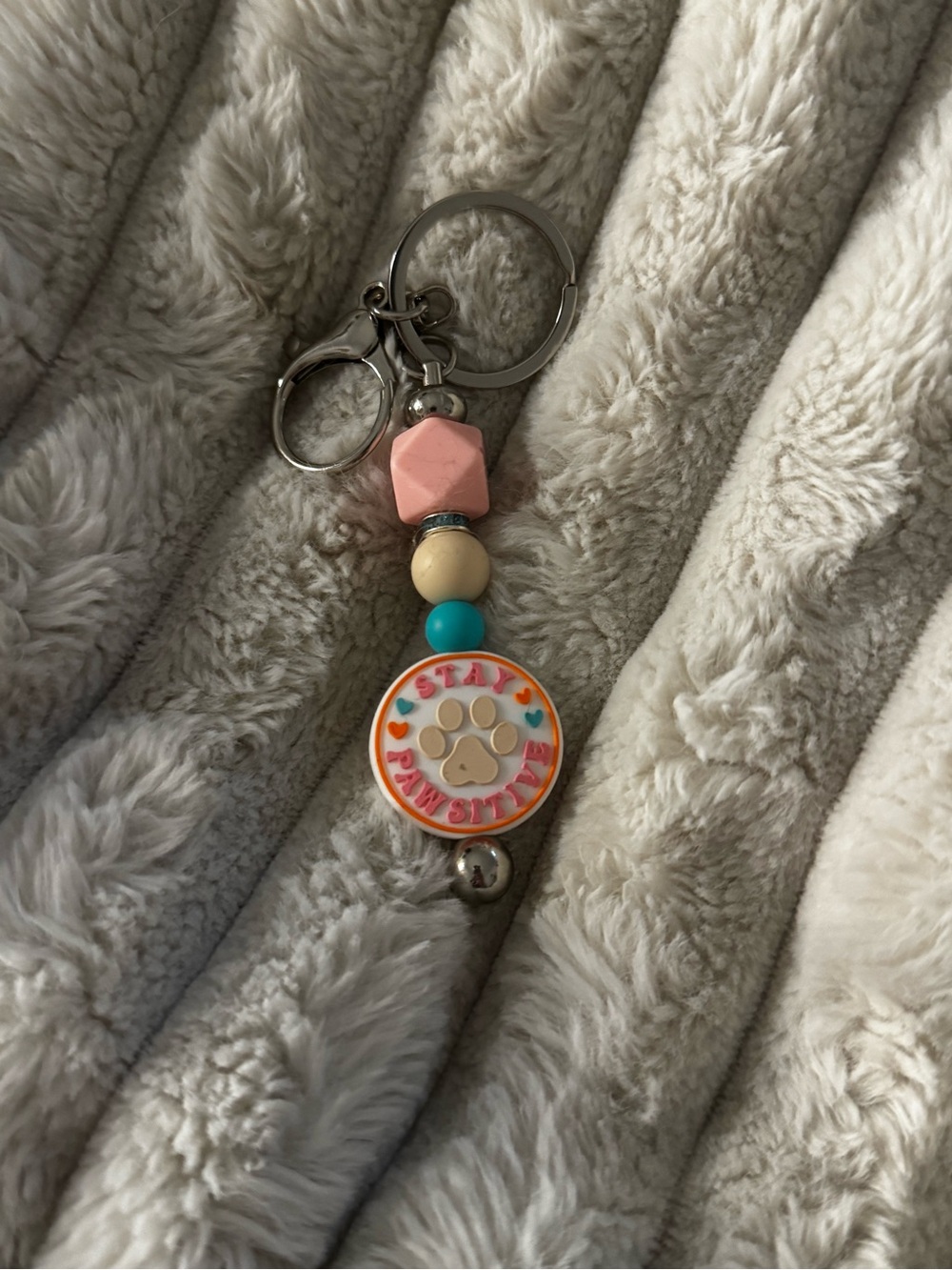 Stylish Pink Paw Print Keychain Charm - Stay Paw-sitive